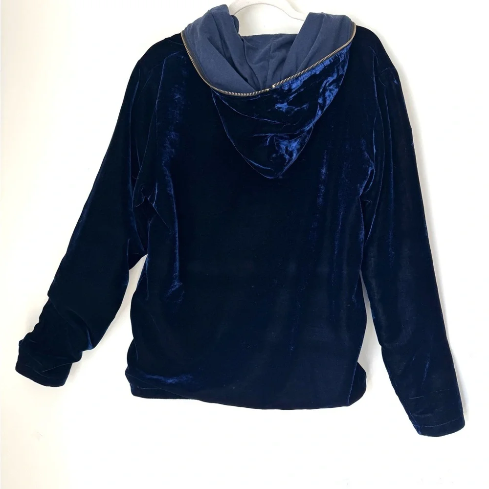 SMPL Sample Industries men’s blue velvet zip hoodie